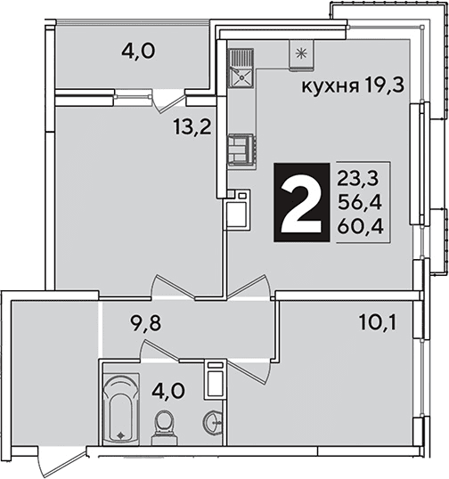 Продается 3-комн. квартира, 56.4 м²