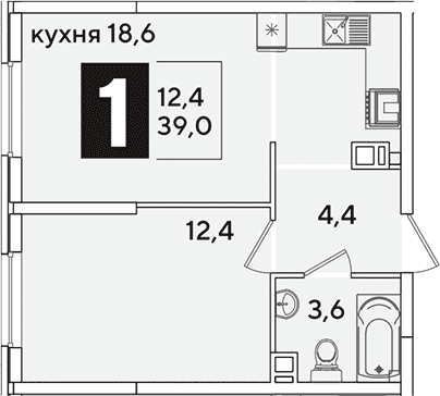 Продается 2-комн. квартира, 39 м²