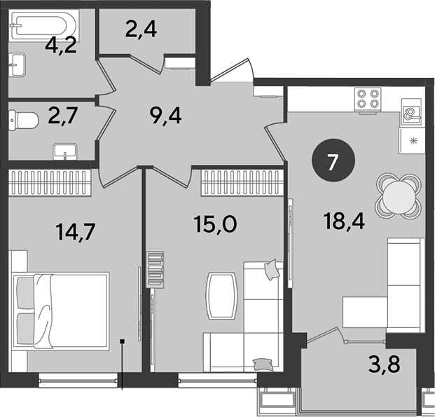 Продается 3-комн. квартира, 66.8 м²
