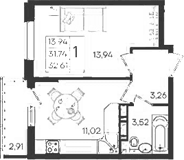 Продается 1-комн. квартира, 31.74 м²