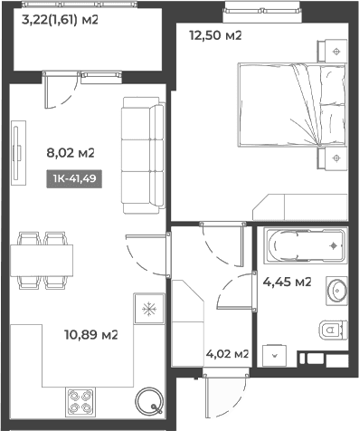 Продается 1-комн. квартира, 39.88 м²