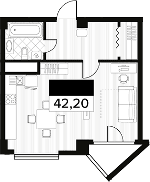 Продается 1-комн. квартира, 42.2 м²