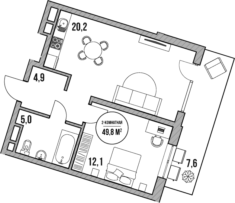Продается 2-комн. квартира, 42.2 м²