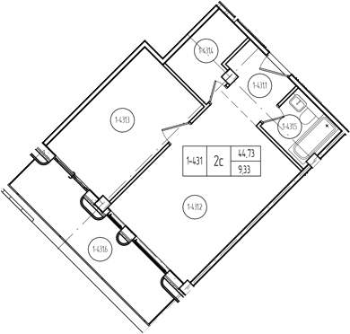 Продается 2-комн. квартира, 44.74 м²