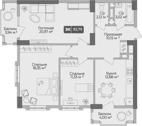 Продается 3-комн. квартира, 80.41 м²