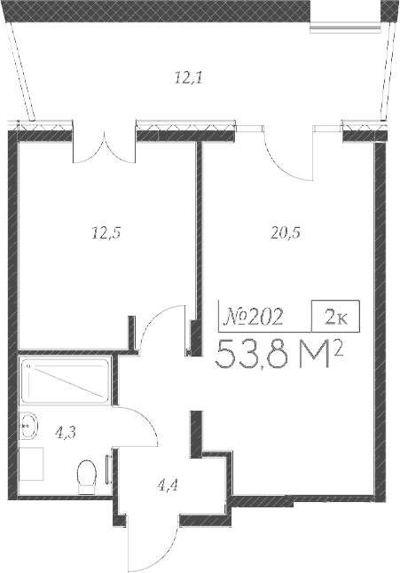 Продается 2-комн. квартира, 41.7 м²