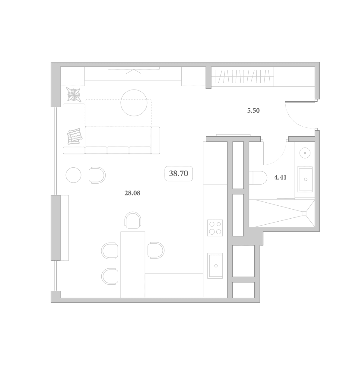 Продается 1-комн. квартира, 38.7 м²