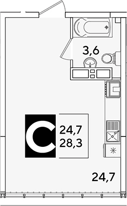 Продается 1-комн. квартира, 28.3 м²
