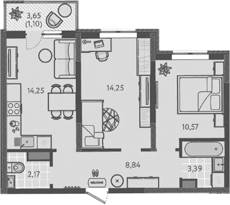Продается 2-комн. квартира, 53.47 м²