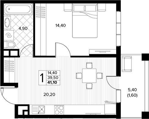 Продается 1-комн. квартира, 39.5 м²