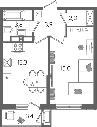 Продается 1-комн. квартира, 38 м²