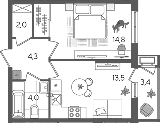Продается 1-комн. квартира, 38.6 м²