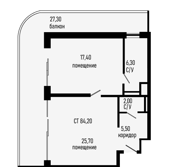 Продается 1-комн. квартира, 56.9 м²