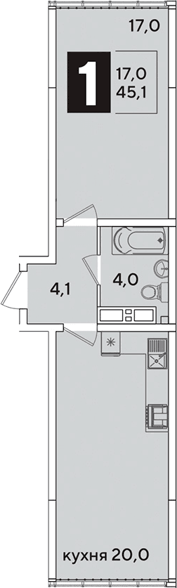 Продается 2-комн. квартира, 45.1 м²