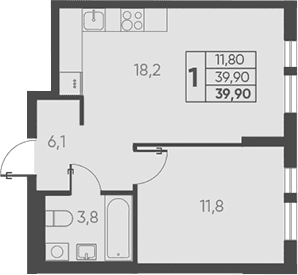 Продается 1-комн. квартира, 39.9 м²