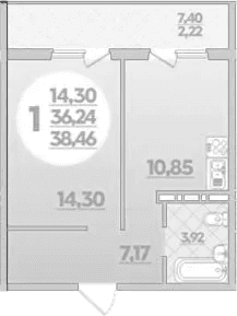 Продается 1-комн. квартира, 36.24 м²