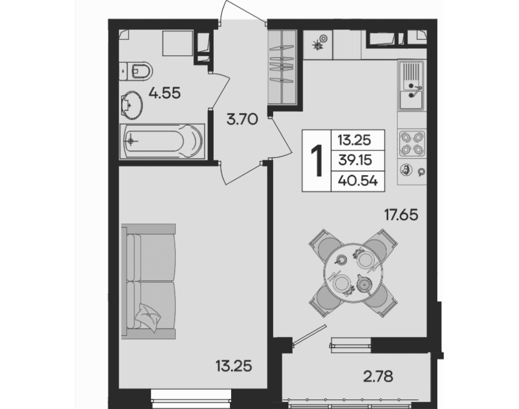 Продается 1-комн. квартира, 39.15 м²