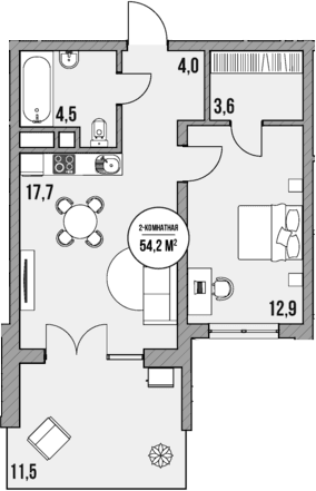 Продается 1-комн. квартира, 42.7 м²