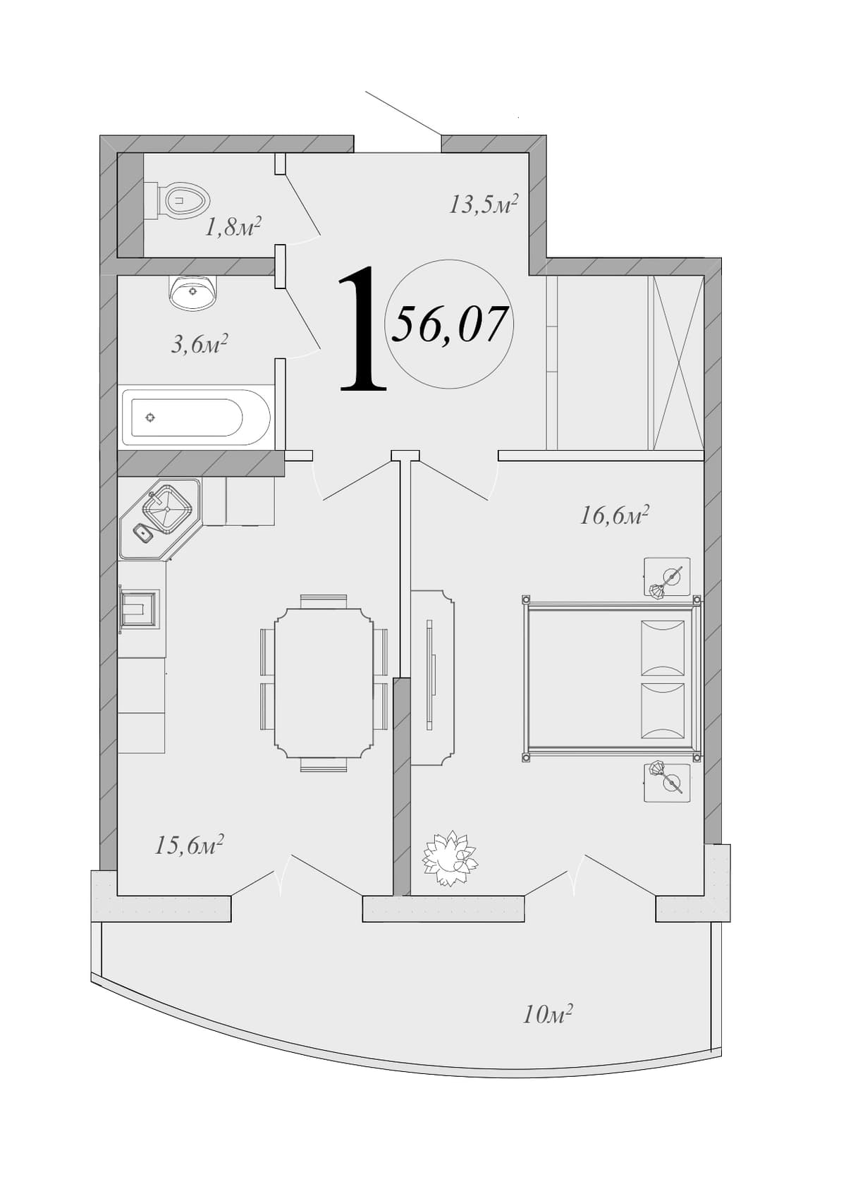 Продается 2-комн. квартира, 51.07 м²