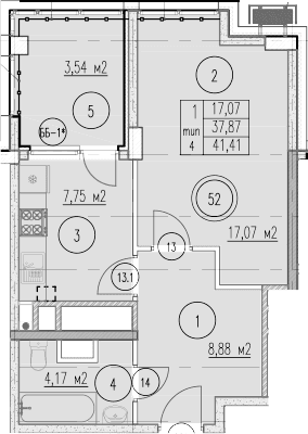 Продается 1-комн. квартира, 37.87 м²