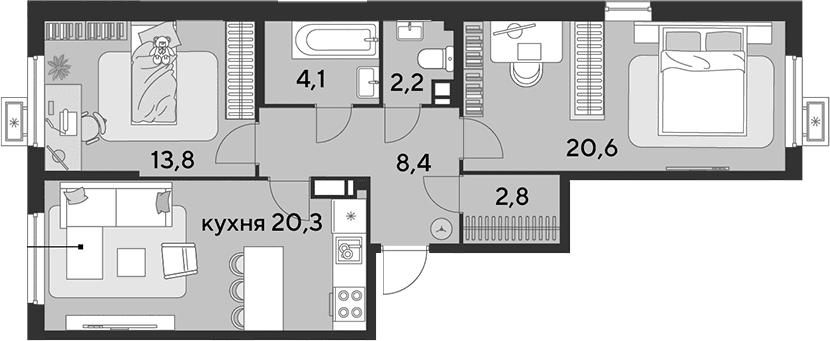 Продается 3-комн. квартира, 72.2 м²
