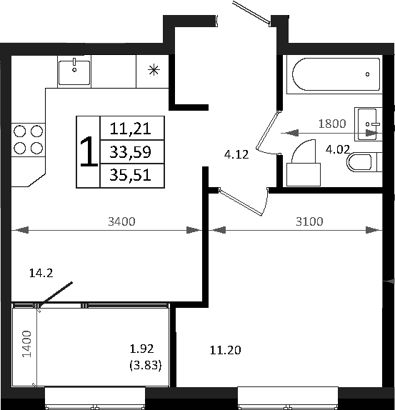 Продается 2-комн. квартира, 35.5 м²