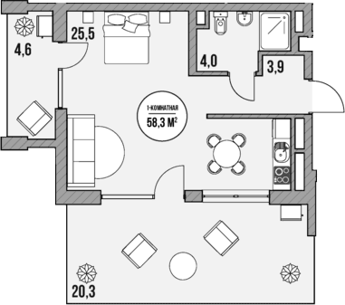 Продается 1-комн. квартира, 33.4 м²