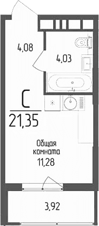 Продается 1-комн. квартира, 19.39 м²