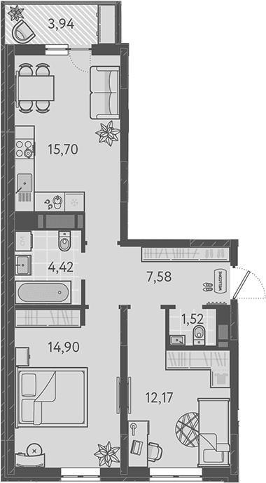 Продается 3-комн. квартира, 56.29 м²