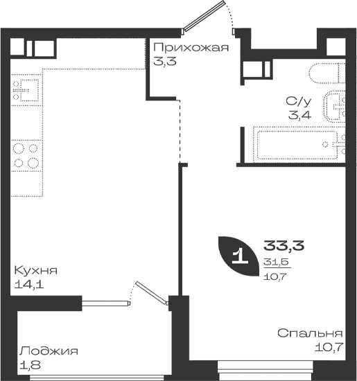 Продается 1-комн. квартира, 31.5 м²