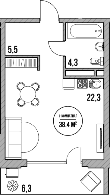 Продается 1-комн. квартира, 32.1 м²