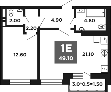 Продается 2-комн. квартира, 47.6 м²