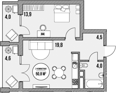 Продается 1-комн. квартира, 42.2 м²