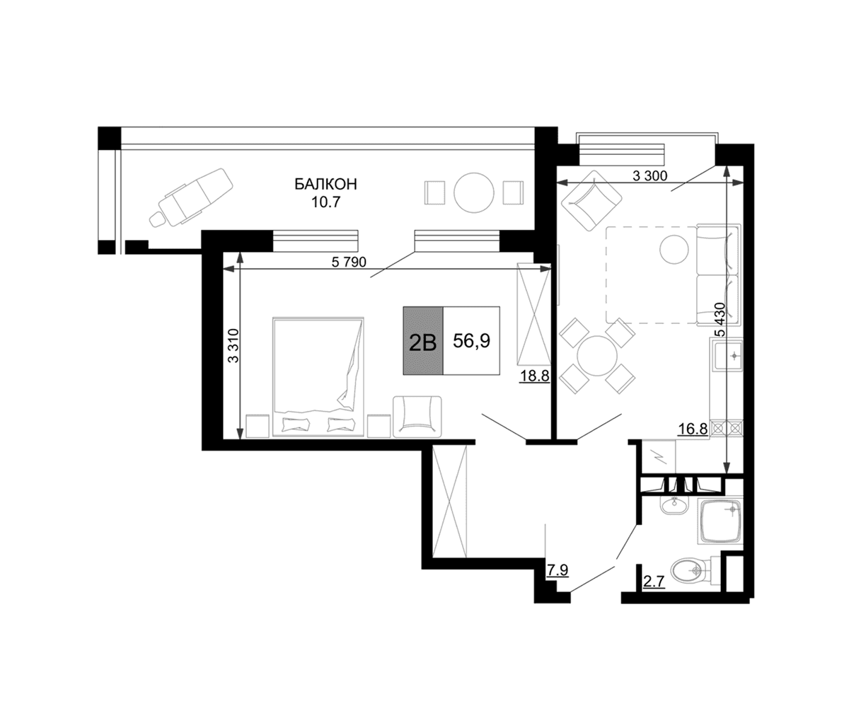 Продается 2-комн. квартира, 46.2 м²