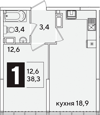 Продается 2-комн. квартира, 38.3 м²