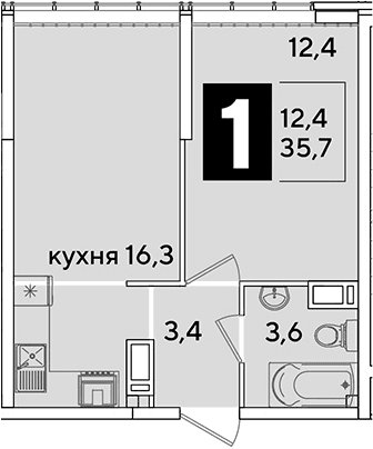 Продается 2-комн. квартира, 35.7 м²