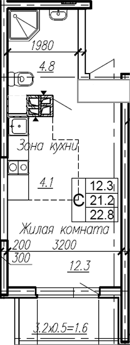 Продается 1-комн. квартира, 21.2 м²