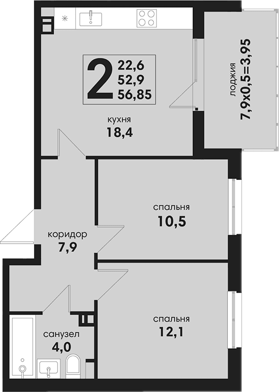Продается 3-комн. квартира, 52.9 м²