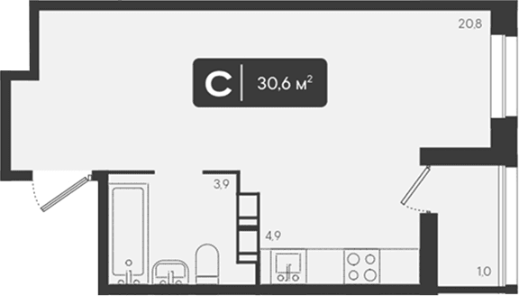 Продается 1-комн. квартира, 29.6 м²