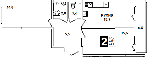 Продается 3-комн. квартира, 61.2 м²
