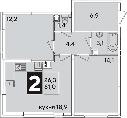 Продается 3-комн. квартира, 61 м²