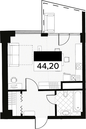 Продается 1-комн. квартира, 44.2 м²