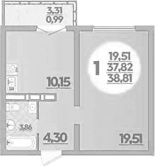 Продается 1-комн. квартира, 37.82 м²
