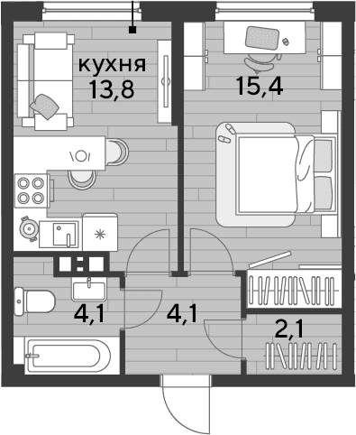 Продается 1-комн. квартира, 39.5 м²