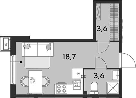 Продается 1-комн. квартира, 25.9 м²
