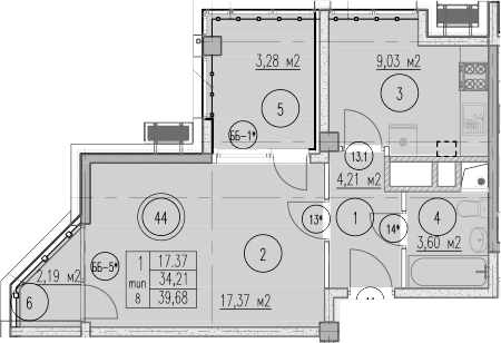 Продается 1-комн. квартира, 36.76 м²