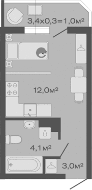 Продается 1-комн. квартира, 19.1 м²