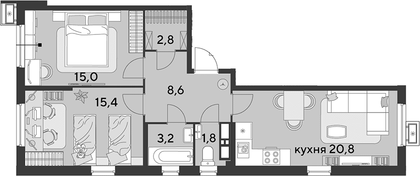 Продается 3-комн. квартира, 67.6 м²