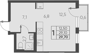 Продается 1-комн. квартира, 29.1 м²