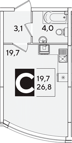 Продается 1-комн. квартира, 26.8 м²